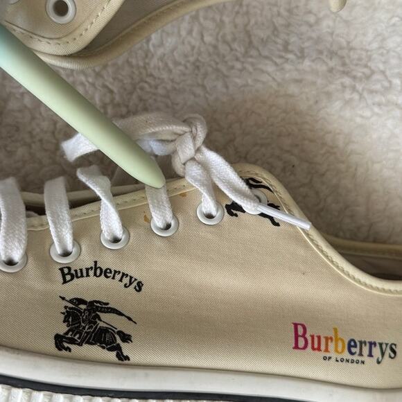 Burberry Canvas Cream Rainbow Printed Sneakers - Picture 7 of 7